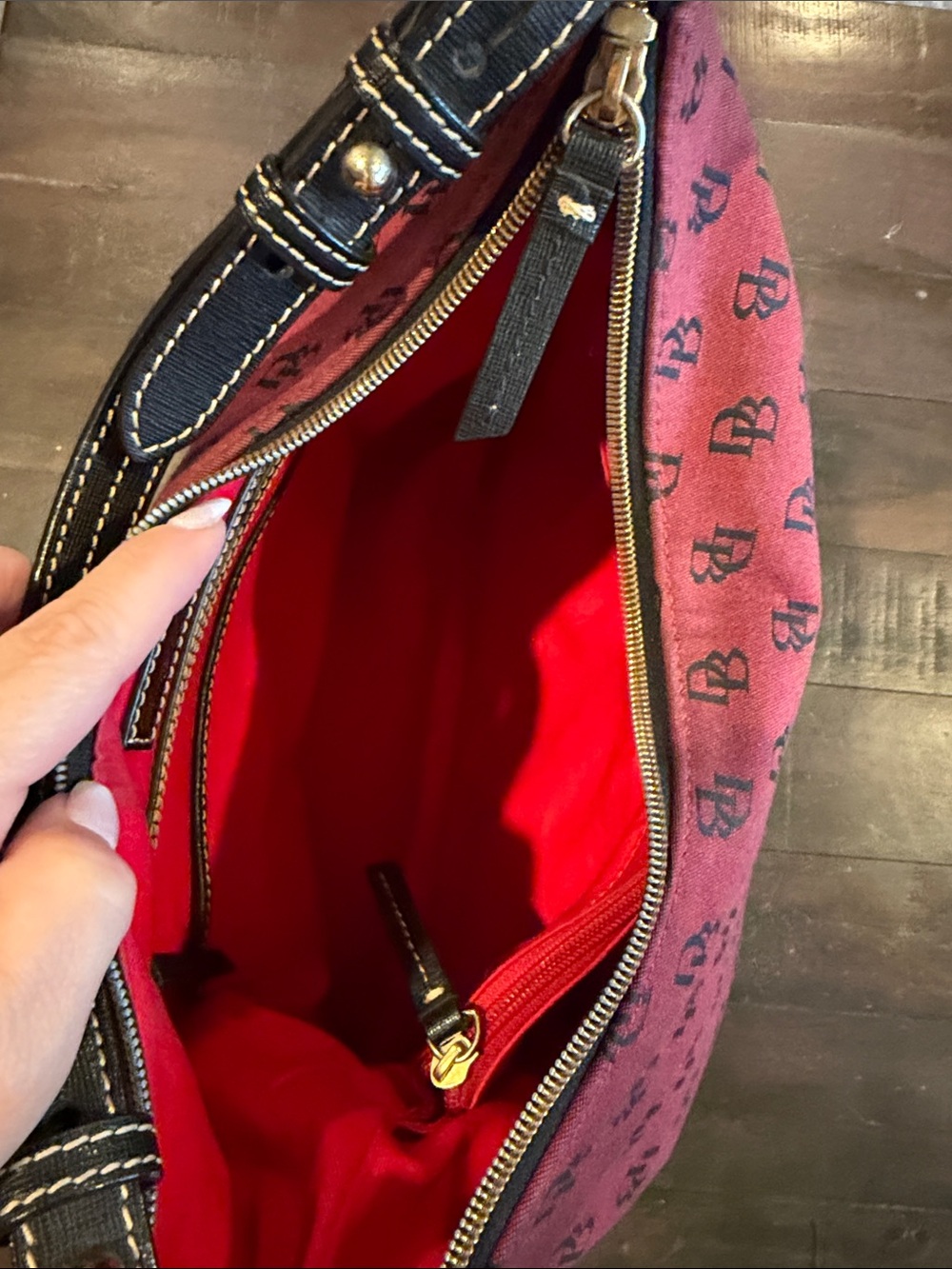 Dooney & Bourke Burgundy Monogram Shoulder Hobo - Picture 10 of 16